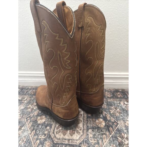 Vintage Dan Post Men’s Brown Leather Western Cowboy Pull On Boots US 8 EW - Picture 3 of 9